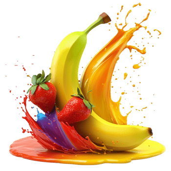 Colorful Fruit Splash with Bananas on Transparent Background png