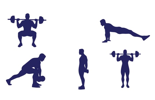 Strength training workout collection fitness art vector