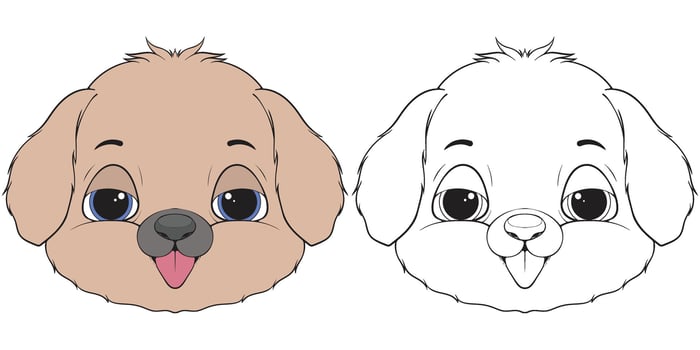 Bundling set Head Dog Character Illustration, Coloring Book Page with Dog, Isolated Head Dog vector