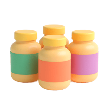 Colorful Supplement Jars Product Mockup with Pastel Labels png