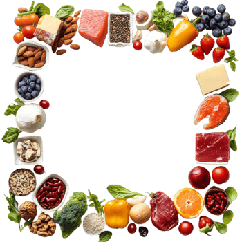 Tasty Fresh Food Border on Transparent Background png