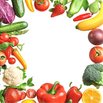 Assorted Vegetables Wreath Frame on Transparent Background png