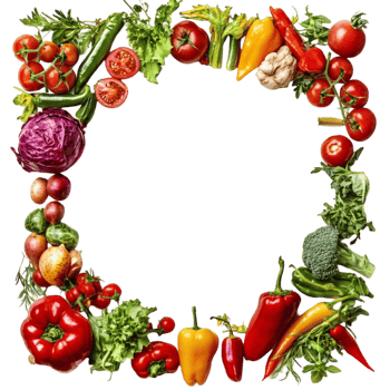 Organic Vegetable Wreath on Transparent Background png