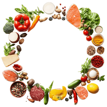Circle Frame of Fresh Vegetables on Transparent Background png