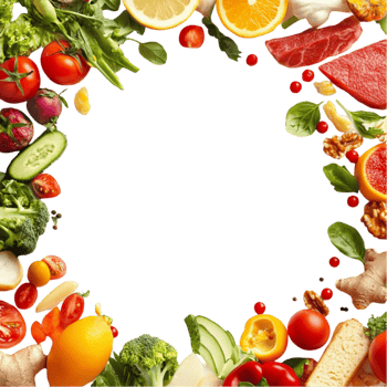 Assorted Food Border Frame on Transparent Background png