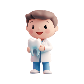 Cartoon dentist holding tooth on transparent background png