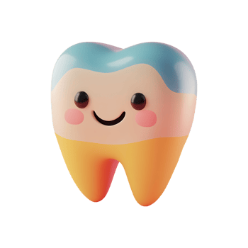A tooth with a smile on it, on a transparent background png