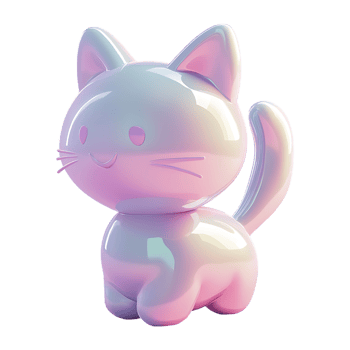 A pink and blue cat on a transparent background png