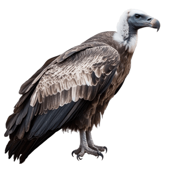 Vulture stands isolated on a Transparent background showcasing its impressive features and details of plumage, Vulture Isolated on png