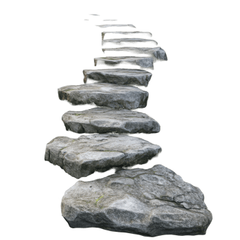Stone path with steps leading up to a serene Transparent background, stone path with steps leading up to the top, background png
