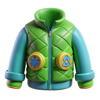 Cute Quilted Jacket 3D Render of Child s Winter Coat png