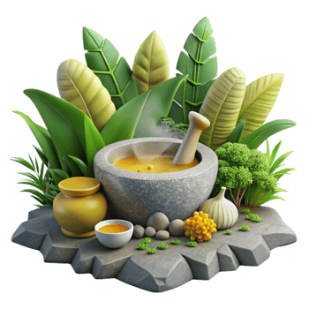 Herbal Remedy Stone Mortar, Natural Ingredients, Botanicals, Healing Potion, Organic Wellness, Traditional Medicine, Aromatherapy, Plant-Based, Healthy Lifestyle, Home Remedy png