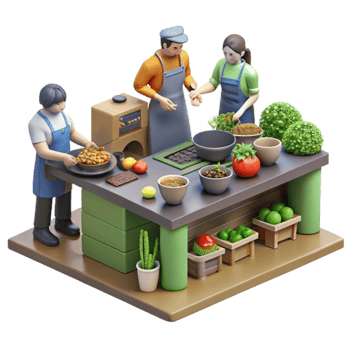 Culinary Team Preparing Delicious Dishes png