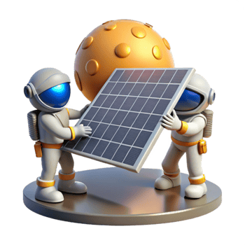 Astronauts Deploying Solar Panel on Moon png