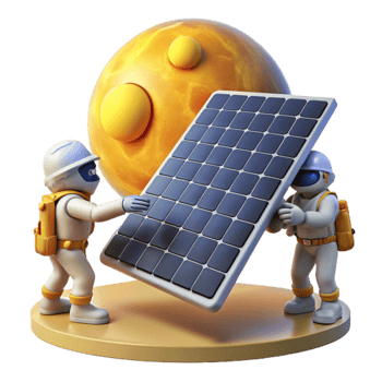 Astronauts Deploying Solar Panel on Alien Planet png