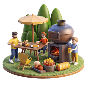 Family Outdoor Cooking Picnic, Food, Fire, Fun png