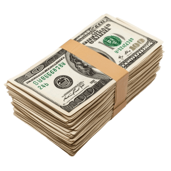Stack of dollar banknotes isolated on a Transparent background showcasing financial wealth and currency arrangement, Stack dollar banknotes isolated on png