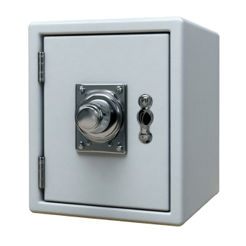 Safe box with a secure locking mechanism isolated on a plain Transparent background, Safe box isolated on png
