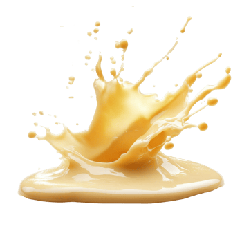Melted cheese splashes energetically on a Transparent background creating dynamic textures and patterns, Splashing Melted Liquid Cheese On png