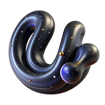 Abstract Dark Blue 3D Render with Gold Accents png