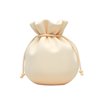 Cream Drawstring Bag Mockup 3D Render png