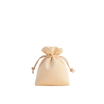 Beige Drawstring Pouch Mockup Minimalist Product Photography png