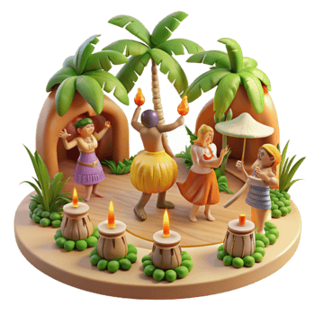 Tropical Island Celebration Dance, Ritual, and Festive Lights png