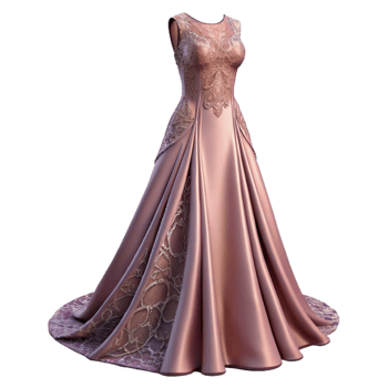 Elegant Satin Evening Gown with Lace Detailing png