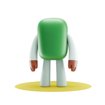 Cute Green Robot Character Design 3D Render Illustration art fun kid toy game png