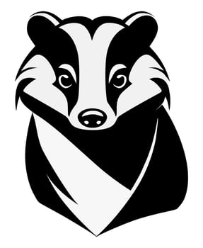 Badger head, black and white, isolated for logo, symbol or other. Can be used as emblem or mascot for sports or other products. vector