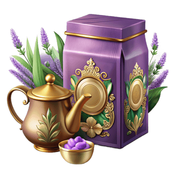 Lavender Tea Herbal Infusion in Elegant Packaging png