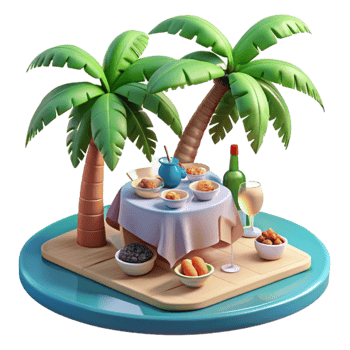 Tropical Island Feast A 3D Render of a Delicious Meal png