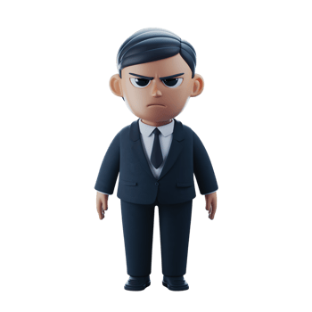 Angry Cartoon Businessman 3D Render Illustration mad tie job suit male face work png