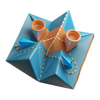 Abstract 3D Geometric Shapes Blue, Orange, and Teal Design png