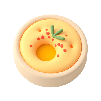 Adorable 3D Rendered Yellow Donut Pastry Dessert png