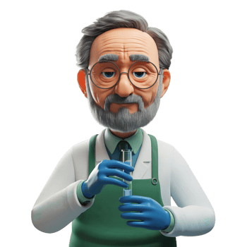 Cartoon Senior Scientist Holding Test Tube Science Lab 3d man cute model funny png
