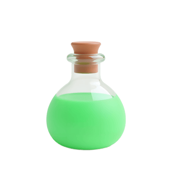 Glass Bottle with Green Liquid and Cork Top png