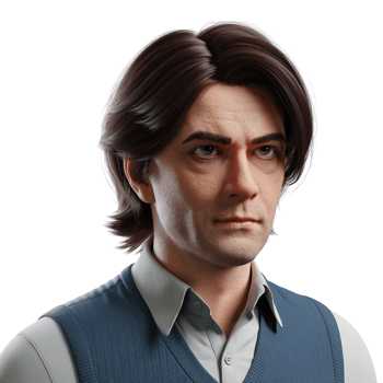 Portrait of a Serious Man Stylish Vest Brown Hair 3d art guy face male look png