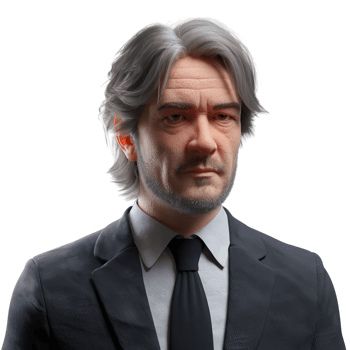 Serious Mature Man Portrait Silver Hair Business Suit 3d tie grey face male wear png