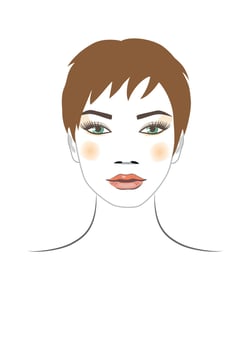 Beautiful young girl with short hair and makeup. vector