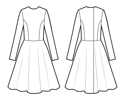 Women's illustration of dress. Front and back vector