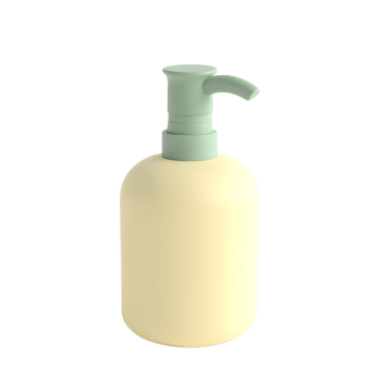 Pastel Yellow Soap Dispenser with Green Pump png
