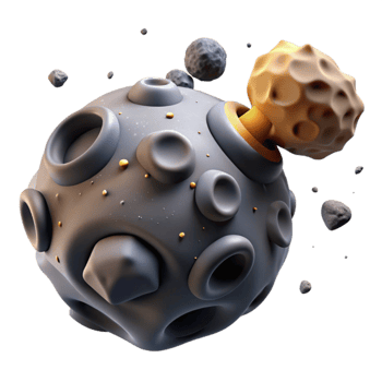 Asteroid Impact 3D Render of Celestial Collision png
