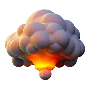 Abstract Explosion Glowing Orange Fireball Puffy Smoke png