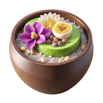 Zen Garden Dessert Edible Flowers, Grains, and Sweet Treats png