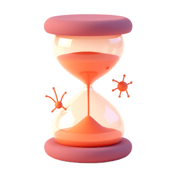 3D Rendered Hourglass with Virus Particles Time Running Out png