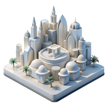Isometric Cityscape Architectural Models of Middle Eastern Structures png