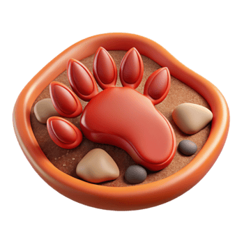 3D Render of Animal Paw Print in Sand png