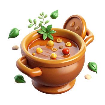 Hearty Vegetable Soup in Rustic Pot png