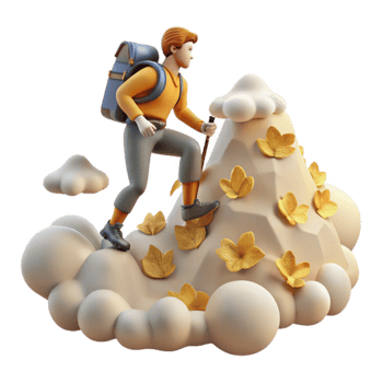 Climber Ascending Autumn Mountain png